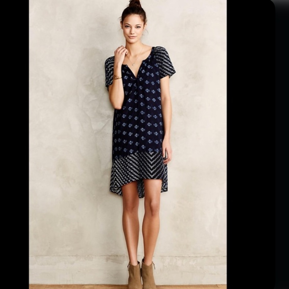 Velvet by Graham & Spencer Navy and White Midi Dress